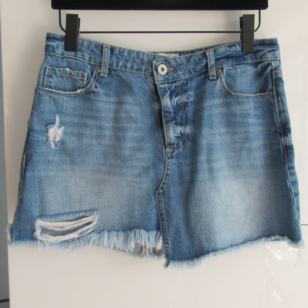 PAIGE Distress denim cut-off denim Mini Skirt (Size 4/28)